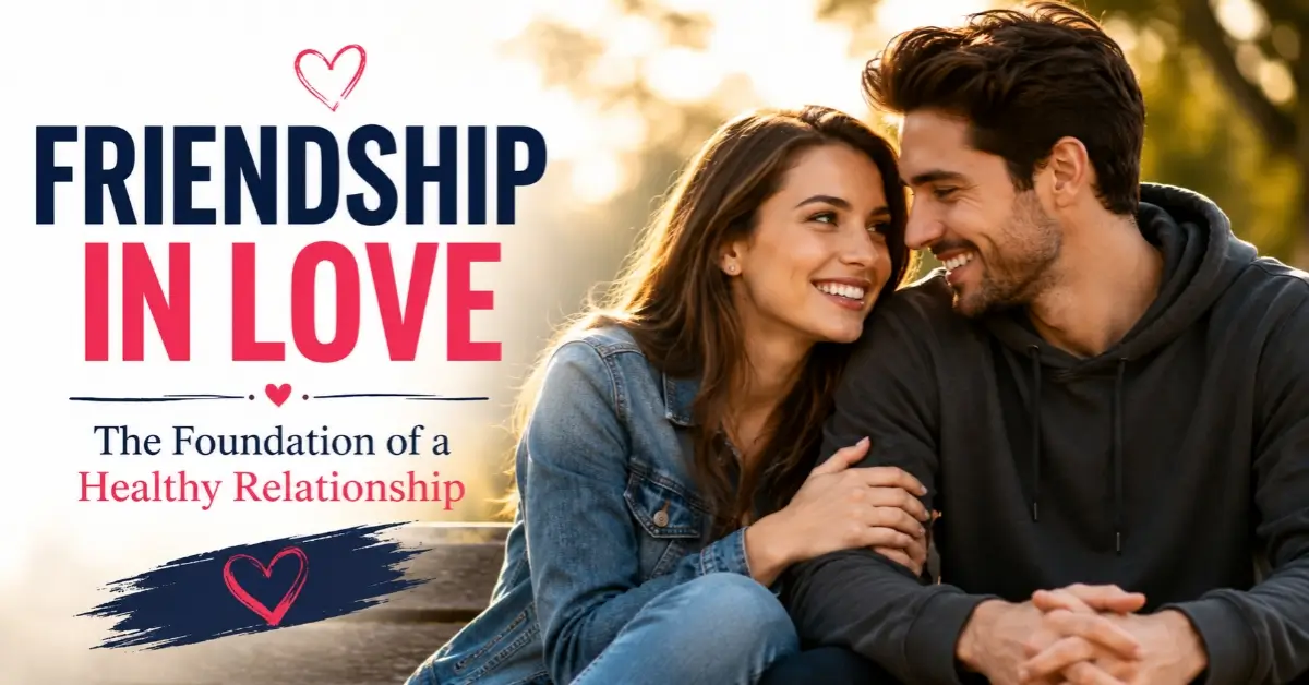 Happy Western couple smiling together as best friends, symbolizing friendship, trust, emotional connection, and a healthy romantic relationship.