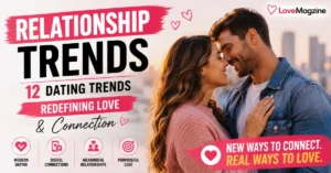 Happy couple representing modern relationship trends, meaningful dating, emotional connection, and healthy love in today's dating world.