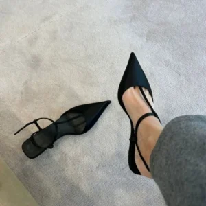 Shoes for Women Sexy Pointed Toe Women's Sandals Comfortable Low Heel Trendy Sandal Simple Versatile Large Size Pumps - AliExpress 322 - Shoe Size : 35 - Color : black