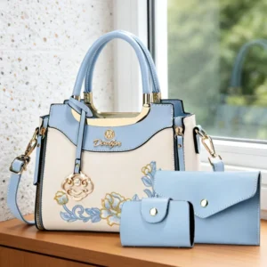 3-piece set of high-quality embroidered handbags, suitable for daily outings, dates and work. Fashionable versatile color-blocki - AliExpress 1524