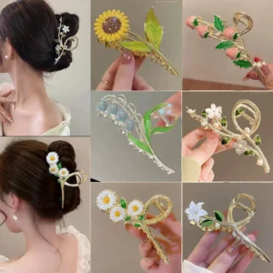 Korean Style Flower Pearl Hair Claw Clip Large Metal Shark Clip Women Elegant Back Head Hair Grab Clip Fashion Hair Accessories - AliExpress 200000297