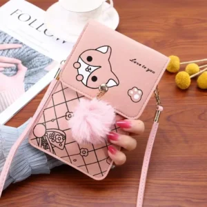 Cute Cartoon Pattern Touch-Screen Phone Bag for Women - Slim Transparent Crossbody Bag Mini Shoulder Pouch Wallet - AliExpress 202192403 - Color : Pink