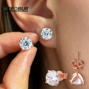 Sparkling Rose Gold Moissanite Stud Earrings