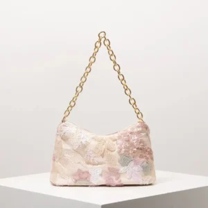 Floral Sequin Embroidered Shoulder Bag