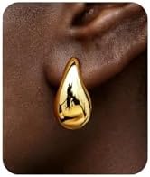 Chunky Gold Drop Stud Earrings for Women Trendy Hoop Earrings Jewelry | 14K Gold Plated Lightweight Teadrop Earrings, Sterling Silver Post Stud Earrings Jewelry Gifts for Women: Clothing, Shoes & Jewelry