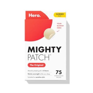 Hero Cosmetics Mighty Patch Original Nighttime Acne Pimple Patches, 75 Ct | #1 Hydrocolloid Acne Patches, Shrinks Zits & Whiteheads in 1 Use, Spot Treatment Pimple Stickers for Face, Korean Skincare : Beauty & Personal Care