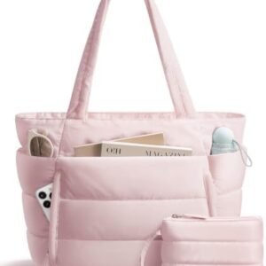 Bagstellar Puffer Tote Bag for Women, Lightweight Puffy Work Tote Handbag | 16 Pocket Teacher Nurse Quilted Shoulder Bag Large Cloud Carry On Purse for Travel Gym School Nursing : Clothing, Shoes & Jewelry