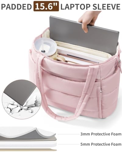 Bagstellar Puffer Tote Bag for Women, Lightweight Puffy Work Tote Handbag | 16 Pocket Teacher Nurse Quilted Shoulder Bag Large Cloud Carry On Purse for Travel Gym School Nursing : Clothing, Shoes & Jewelry - Image 8