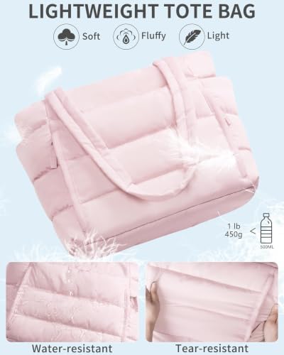 Bagstellar Puffer Tote Bag for Women, Lightweight Puffy Work Tote Handbag | 16 Pocket Teacher Nurse Quilted Shoulder Bag Large Cloud Carry On Purse for Travel Gym School Nursing : Clothing, Shoes & Jewelry - Image 6