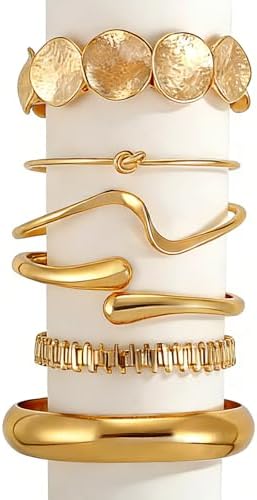 ILGANT Gold Bangle Bracelets for Women Gold Plated Chunky Cuff Bangle Bracelet Stackable Multi Layer Bangles Fashion Jewelry Set (Gold Bracelets-1): Clothing, Shoes & Jewelry - Image 9