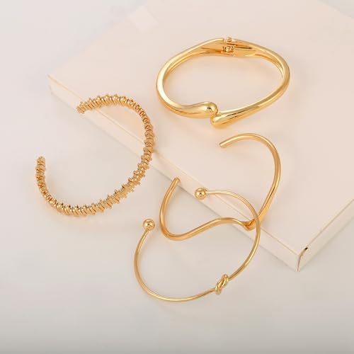 ILGANT Gold Bangle Bracelets for Women Gold Plated Chunky Cuff Bangle Bracelet Stackable Multi Layer Bangles Fashion Jewelry Set (Gold Bracelets-1): Clothing, Shoes & Jewelry - Image 8