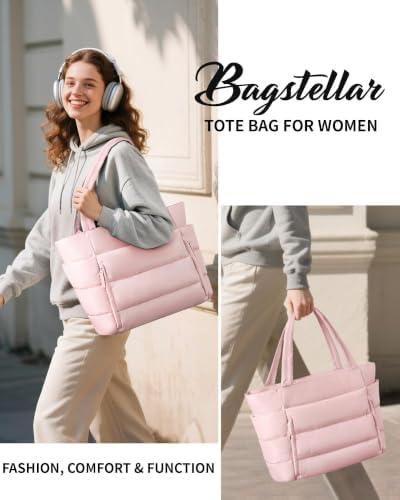 Bagstellar Puffer Tote Bag for Women, Lightweight Puffy Work Tote Handbag | 16 Pocket Teacher Nurse Quilted Shoulder Bag Large Cloud Carry On Purse for Travel Gym School Nursing : Clothing, Shoes & Jewelry - Image 9