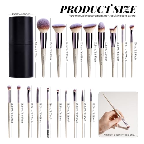 BS-MALL Makeup Brush Set 18 Pcs Professional Foundation Powder Concealers Eyeshadow Blush Synthetic Makeup Brushes with Labeled instruction Black Case Upgraded Version : Beauty & Personal Care - Image 7