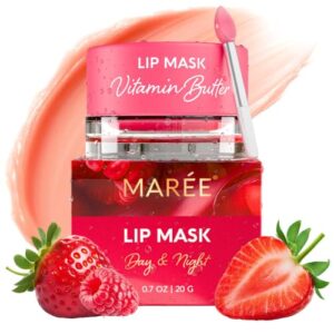 MAREE Lip Mask Overnight - Berry Hydrating Lip Scrub & Moisturizer Mask | Rich lip moisturizer for very dry lips, lip sleeping scrab, berry scent, hydrating lip sleeping mask, overnight lip mask : Beauty & Personal Care