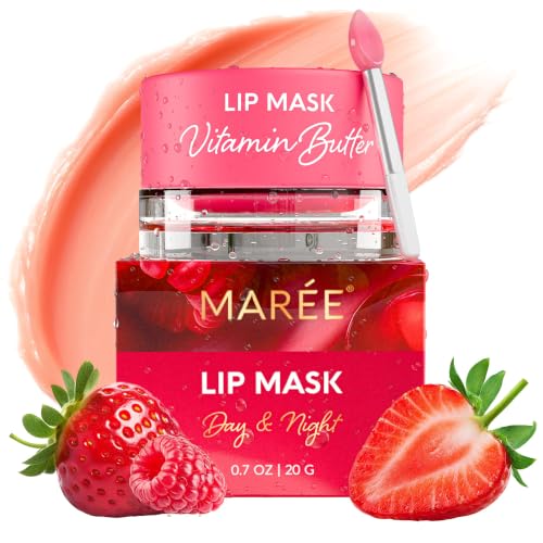 MAREE Lip Mask Overnight - Berry Hydrating Lip Scrub & Moisturizer Mask | Rich lip moisturizer for very dry lips, lip sleeping scrab, berry scent, hydrating lip sleeping mask, overnight lip mask : Beauty & Personal Care