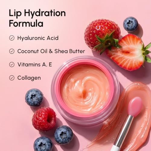 MAREE Lip Mask Overnight - Berry Hydrating Lip Scrub & Moisturizer Mask | Rich lip moisturizer for very dry lips, lip sleeping scrab, berry scent, hydrating lip sleeping mask, overnight lip mask : Beauty & Personal Care - Image 4