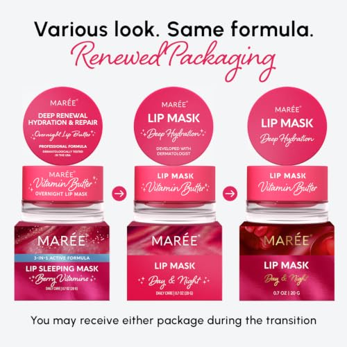 MAREE Lip Mask Overnight - Berry Hydrating Lip Scrub & Moisturizer Mask | Rich lip moisturizer for very dry lips, lip sleeping scrab, berry scent, hydrating lip sleeping mask, overnight lip mask : Beauty & Personal Care - Image 2