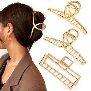 Mehayi 3 PCS Metal Large Claw Clips for Thick Heavy Hair, Strong Hold Big Non-Slip Hair Catch Barrette Jaw Clamp for Long Hair, Fashion Styling Accessories for Women Girls : Beauty & Personal Care