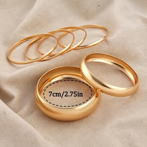 Gold Bangle Bracelets for Women Chunky Gold Plated Stack Jewelry | Summer Trendy Dainty Statement Cuff Big Bangles Set Gift: Clothing, Shoes & Jewelry - Image 3