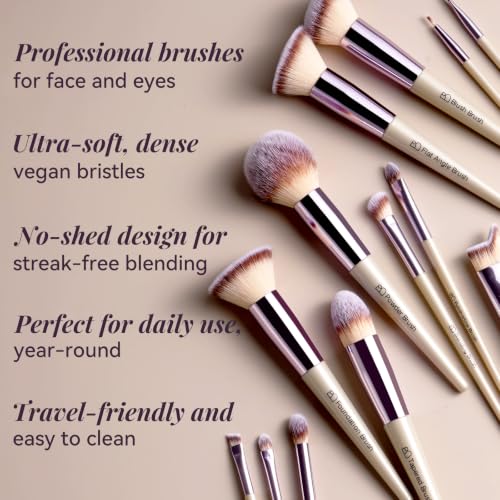 BS-MALL Makeup Brush Set 18 Pcs Professional Foundation Powder Concealers Eyeshadow Blush Synthetic Makeup Brushes with Labeled instruction Black Case Upgraded Version : Beauty & Personal Care - Image 5