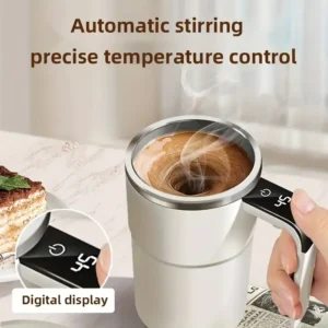 380ML Electric Coffee Self Mixing Mug IP67 Waterproof Coffee Stirring Mug USB Charging Digital Display Automatic Magnetic Cup - AliExpress 15 - Color : White - Capacity : 301-400ml