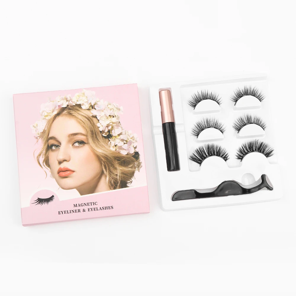 Magnetic Eyeliner Kit 3 Pairs 3D Mink Short Magnetic Lashes Handmade False Eyelashes for Women Makeup - AliExpress 66 - Color : Model1 - Image 5