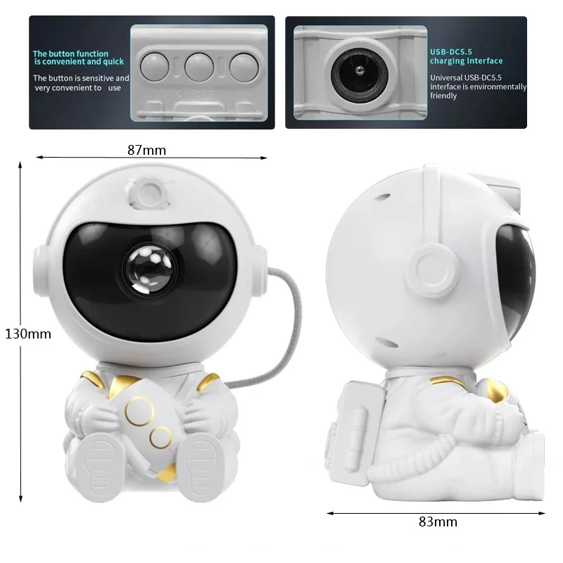 Astronaut LED Star Galaxy Projector Night Light - Starry Sky Ambiance Mood Lamp for Bedroom & Room Decor, Creative Children’s Gi - AliExpress 39 - Color : WHITE - Emitting Color : Aircraft - Image 6