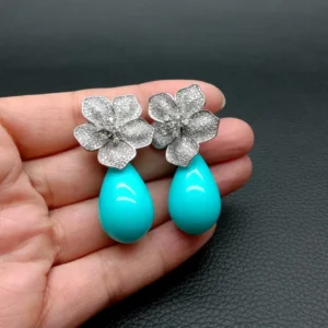 YYGEM 16x27mm Blue Sea Shell Teardrop Cz Pave Flower Stud Gold Plated Stones Earrings Party Elegant Jewelry Dropshipping - AliExpress 36 - value : not defined