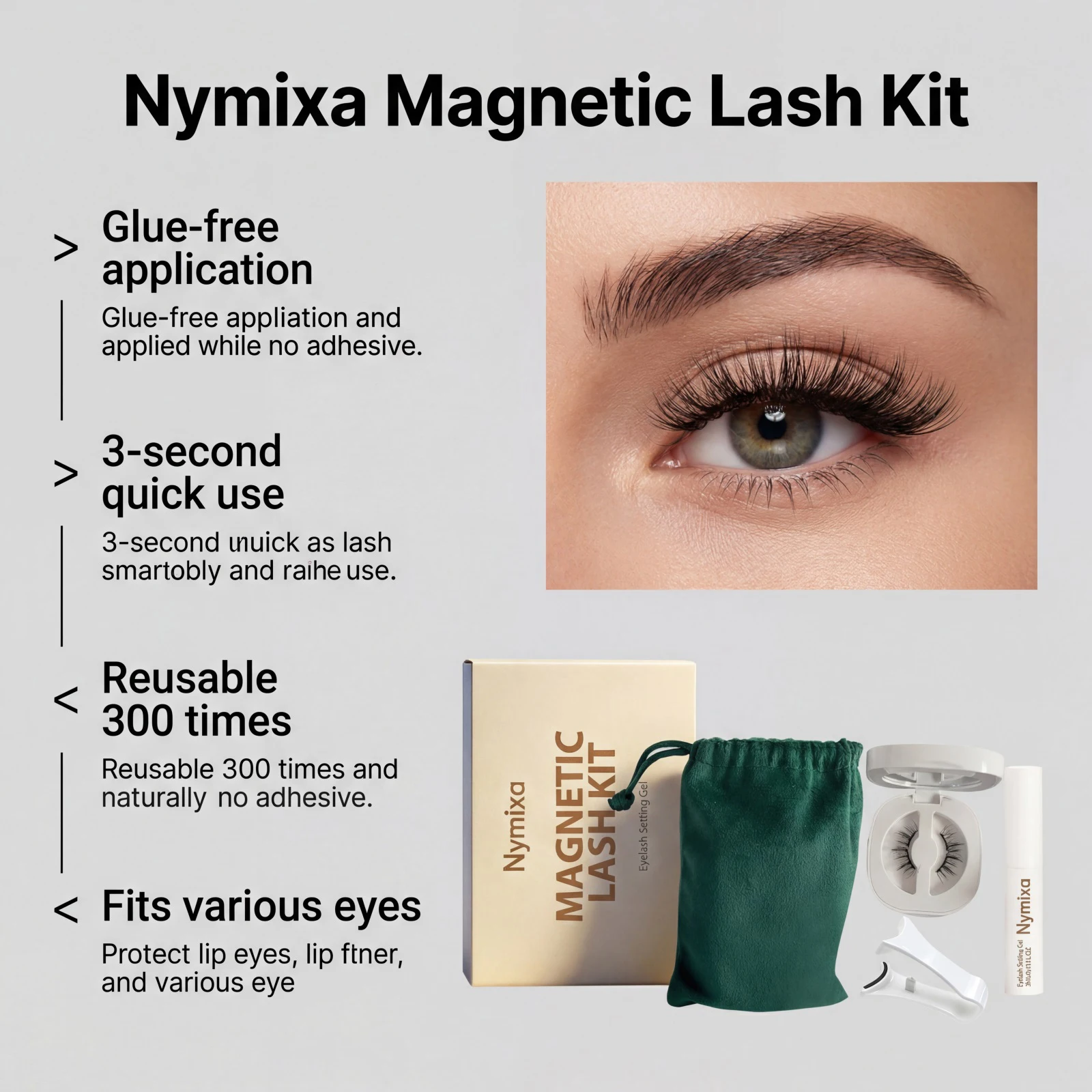 Nymixa Magnetic Eyelashes Kit Wispy Natural 3D Faux Mink Lashes No Glue Reusable Soft Half Lashes with Magnetic Eyeliner Tweezer - AliExpress 66 - Color : Curling Style 1Set - Image 4