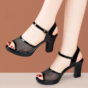 Women's Platform High Heel Sandals White Black 2026 - Color : black - Shoe Size : 35