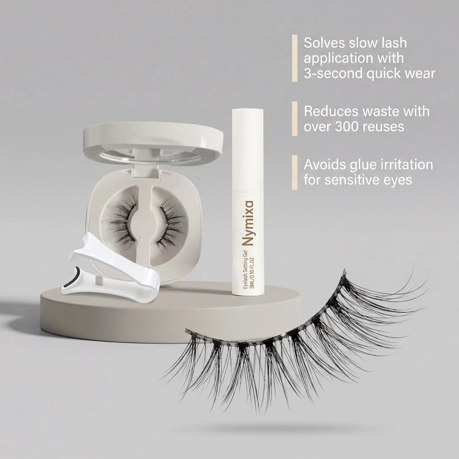 Nymixa Magnetic Eyelashes Kit Wispy Natural 3D Faux Mink Lashes No Glue Reusable Soft Half Lashes with Magnetic Eyeliner Tweezer - AliExpress 66 - Color : Curling Style 1Set - Image 5