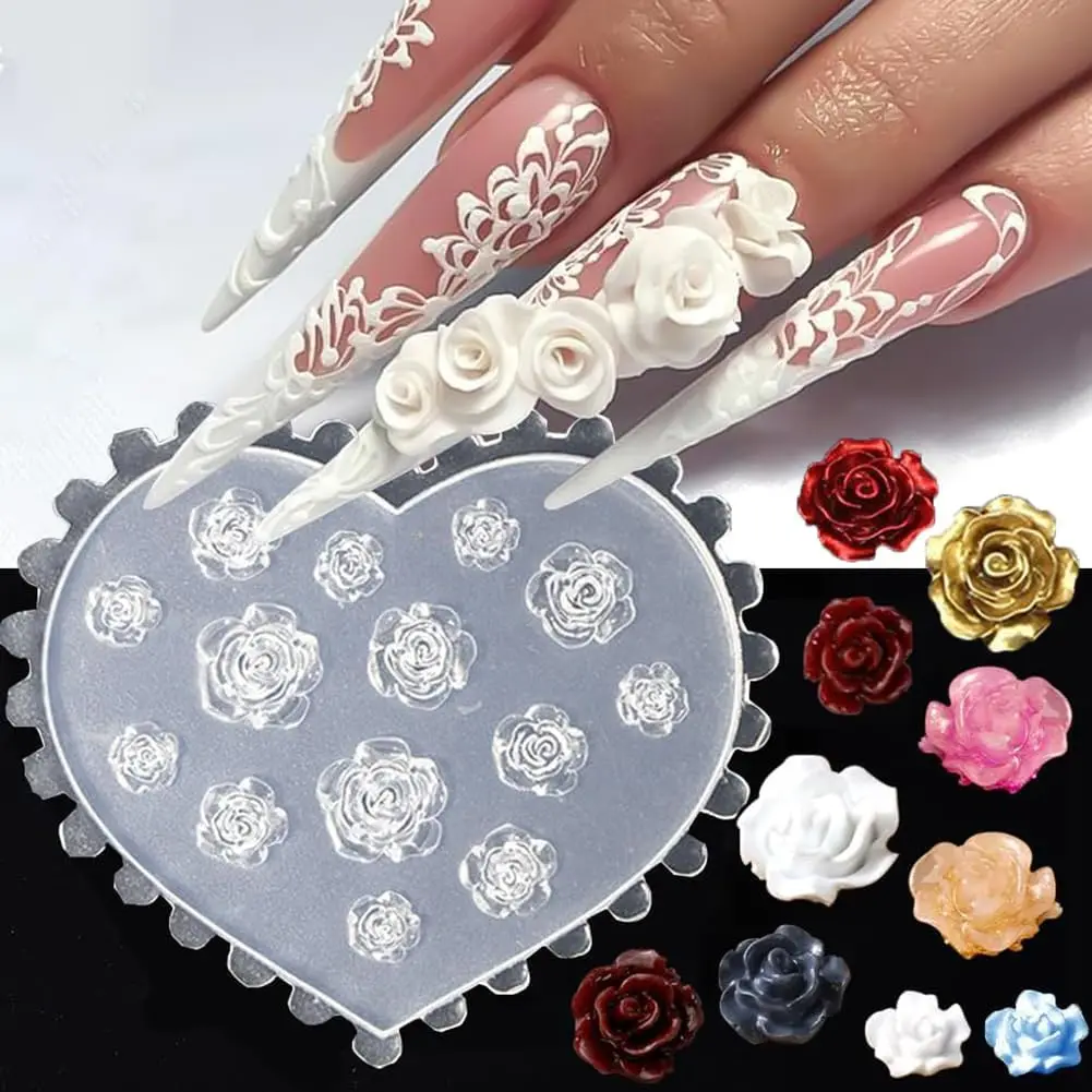 3D Flower Nail Molds Silicone Nail Tools Rose Camellia Flower Nail Charms Resin Molds Nail Art Carving Floral Resin Accessories - AliExpress 66 - Color : A - Image 2