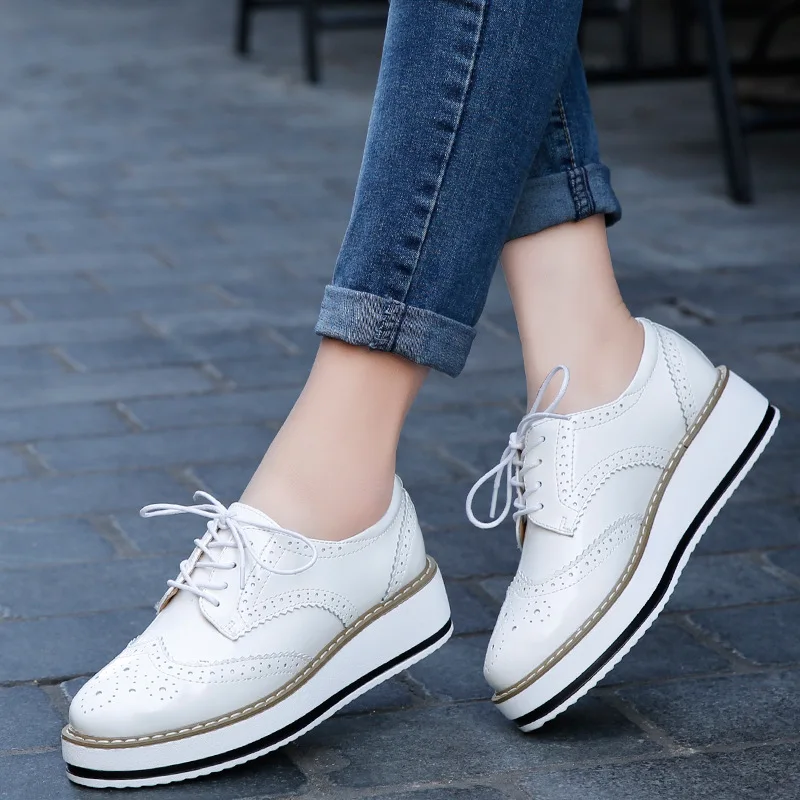 Women Loafers Shoes Leather Thick Heels Oxford Shoes Female Lace Up British Style Lady Formal Bullock Shoes Platform Espadrilles - AliExpress 322 - Color : Suede Black - Shoe Size : 35