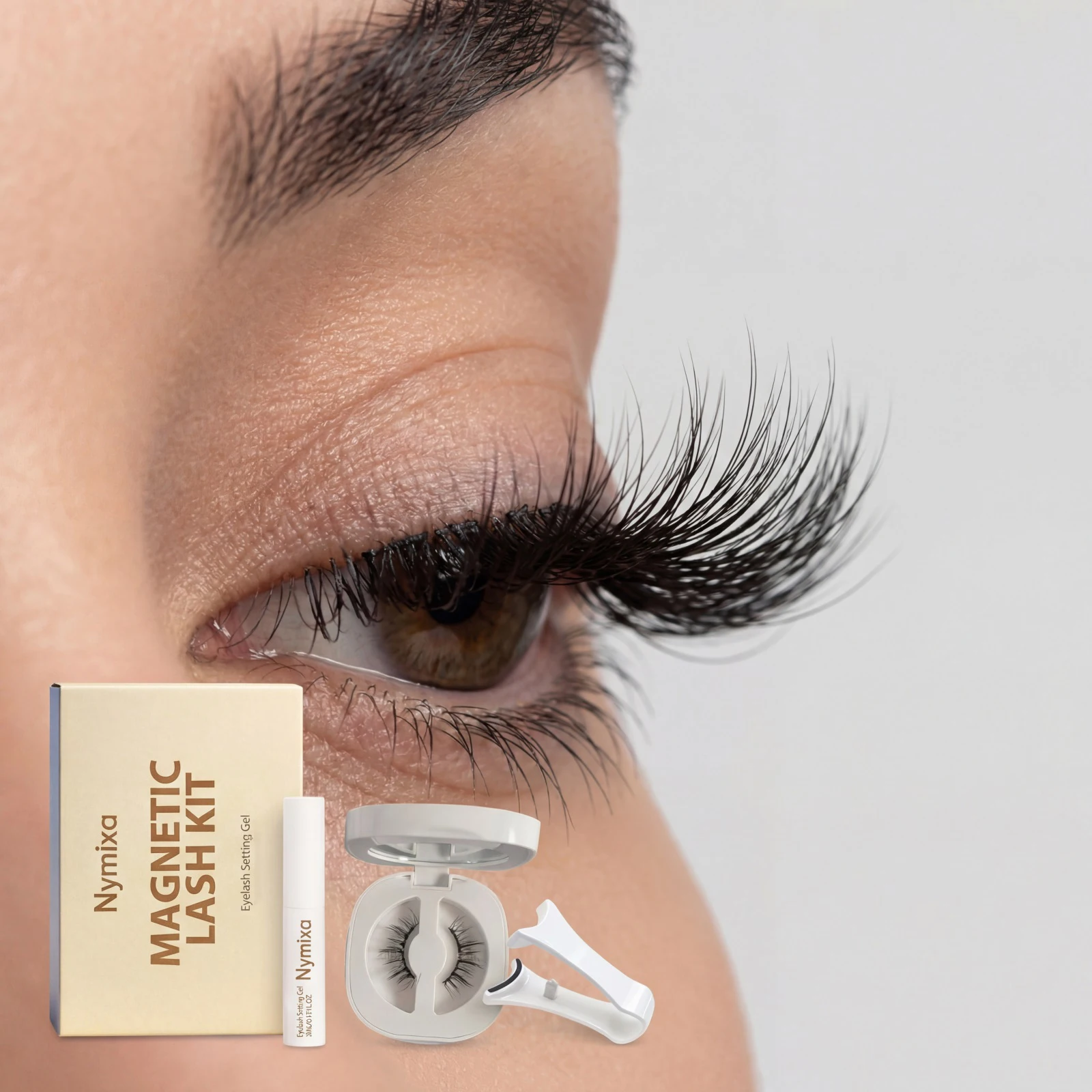 Nymixa Magnetic Eyelashes Kit Wispy Natural 3D Faux Mink Lashes No Glue Reusable Soft Half Lashes with Magnetic Eyeliner Tweezer - AliExpress 66 - Color : Curling Style 1Set