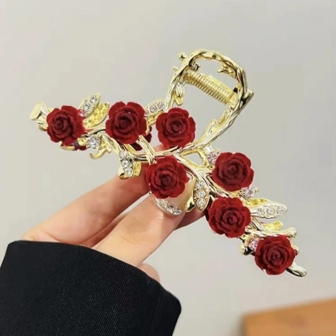 Rose Flower High-End Hairpin, New Rose French Style Elegant Back-Of-Head Clip, Metal Hair Accessory for Updos, Shark Clip - AliExpress 200000297 - Image 5