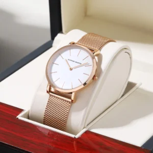 Hannah Martin Women Watch Original Imported Japanese Movement Stainless Steel Mesh Belt Classic Minimalist Wind Rose Gold Watch - AliExpress 1511 - Color : CB36-WJJ