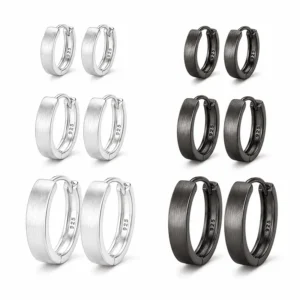 925 Sterling Silver Hoop Earrings for Women Men Brushed Huggie Earrings Minimalist Small Medium Large Size Jewelry Gift - AliExpress 36 - Gem Color : NS2705