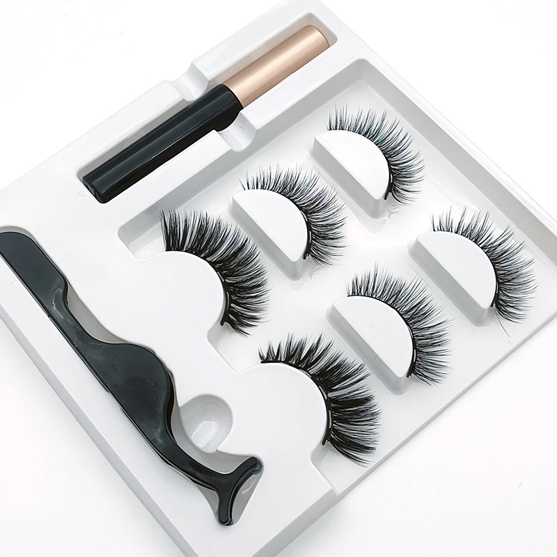 Magnetic Eyeliner Kit 3 Pairs 3D Mink Short Magnetic Lashes Handmade False Eyelashes for Women Makeup - AliExpress 66 - Color : Model1 - Image 4