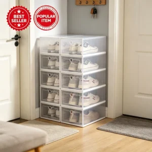 Thickened Transparent Drawer‑Type Plastic Shoe Boxes Stackable Shoe Organizer Storage Case for Home Closet - AliExpress 15 - Size : 31x21x12cm - Color : 6pcs