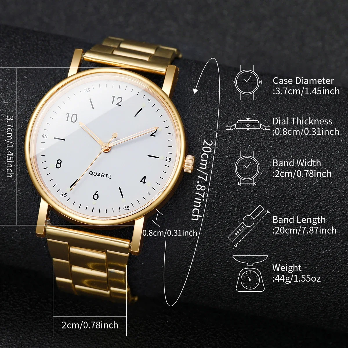 4Pcs Women’s Gold Quartz Watch Set, Minimalist Round Dial Steel Band Wrist Watch with Heart Pendant Bracelet Jewelry Gift Kit - AliExpress 1511 - Color : 4PCS Set Without Box - Image 5