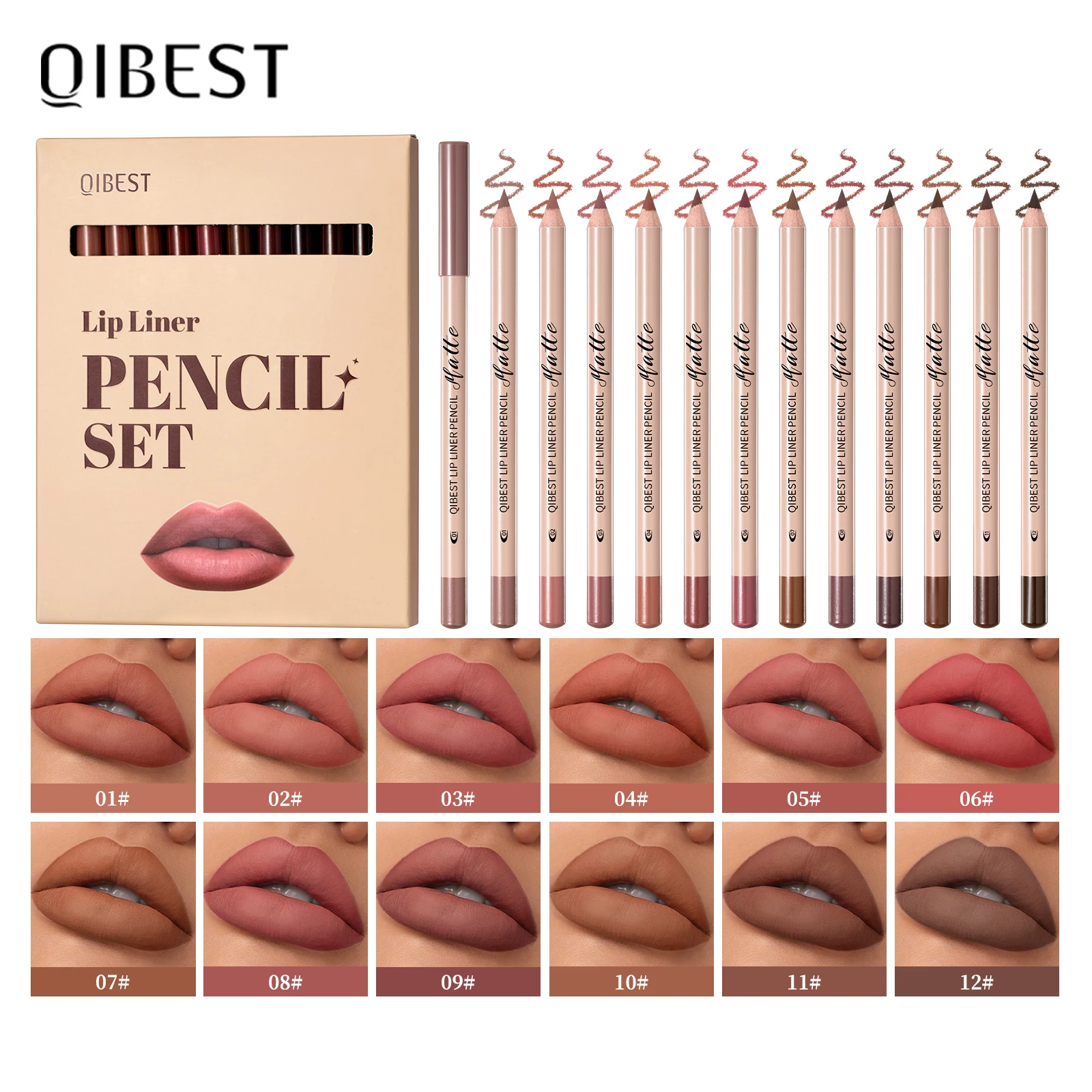 QIBEST 12 Colors Matte Lipstick Lipliner Pen Makeup Sets Waterproof Lasting Lip Liner Pencil Contour Lipstick Pen Lip Cosmetics - AliExpress 66 - Color : Lipliner Kits