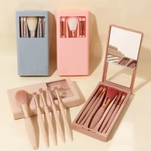 5Pcs Portable Makeup Brush Set With Mirror - Foldable Travel Kit ，Mini Makeup Brush Set Travel Makeup Brush Set - AliExpress 66 - Color : pink