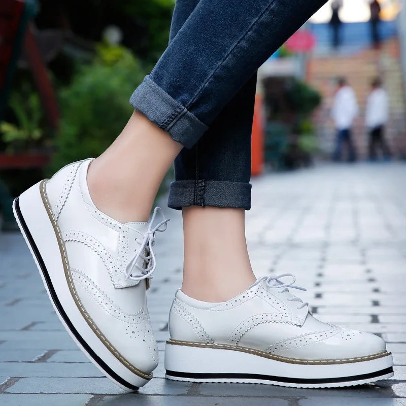 Women Loafers Shoes Leather Thick Heels Oxford Shoes Female Lace Up British Style Lady Formal Bullock Shoes Platform Espadrilles - AliExpress 322 - Color : Suede Black - Shoe Size : 35 - Image 2