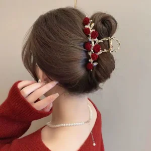 Rose Flower High-End Hairpin, New Rose French Style Elegant Back-Of-Head Clip, Metal Hair Accessory for Updos, Shark Clip - AliExpress 200000297