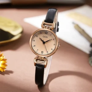 Retro Small Round Dial Leather Strap Watch Women Minimalist Dainty Vintage Quartz Wristwatch Elegant Old Money Aesthetic - AliExpress 1511 - Color : Black