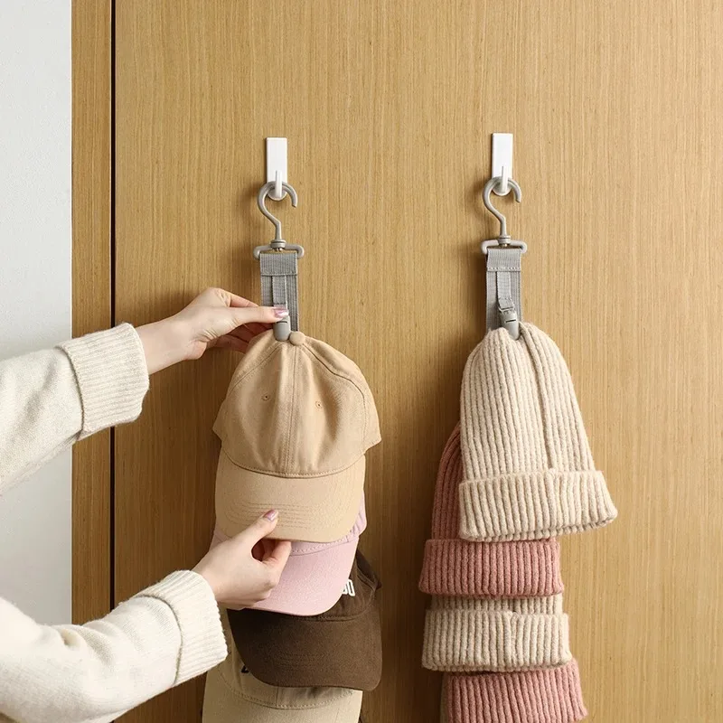 Wardrobe Hat Rack Hanging Rope Hat Storage Clips Hat Organizer Display for Baseball Caps Hat Hanger for Closet Door and Bedroom - AliExpress 15 - Color : Khaki - Ships From : China Mainland - Image 2