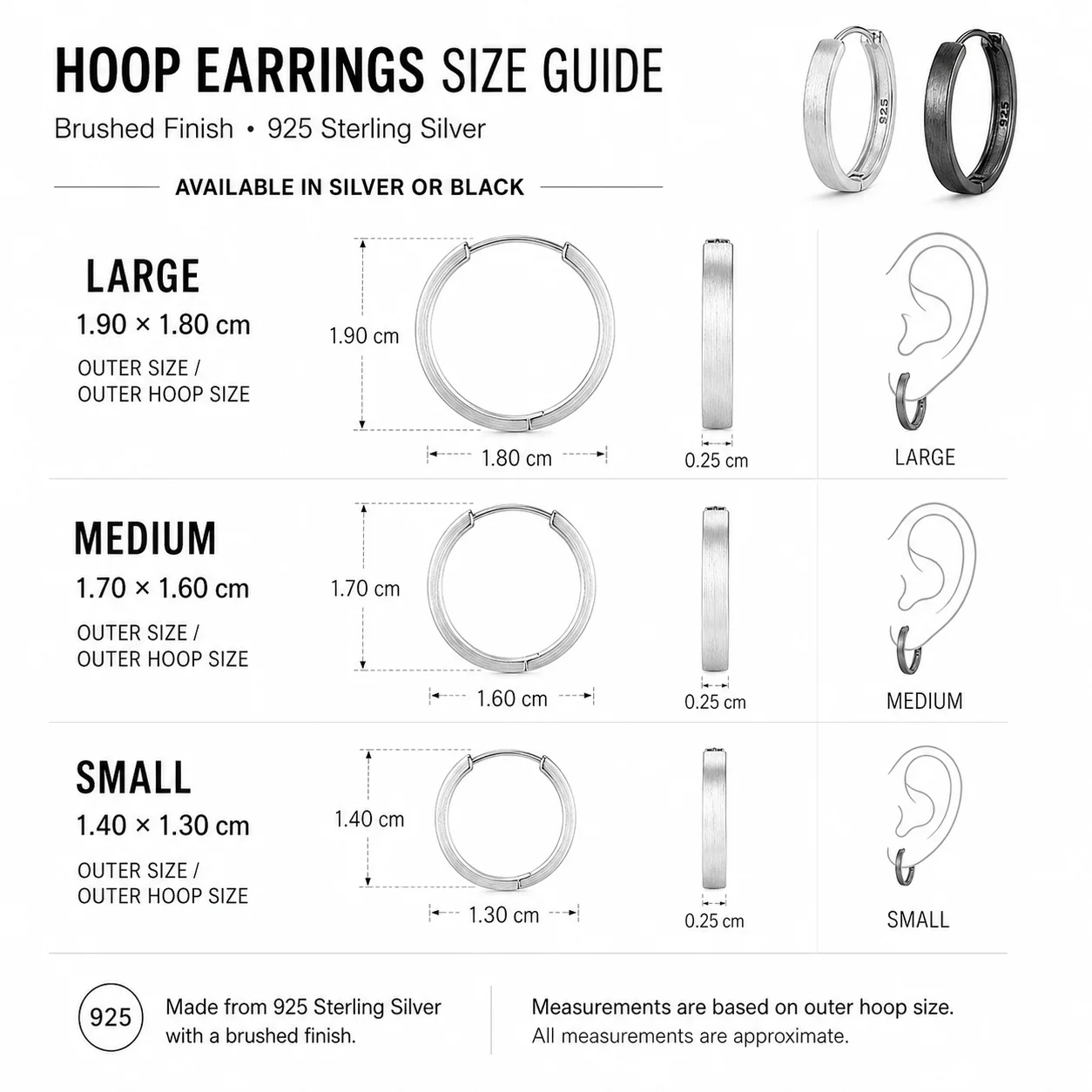 925 Sterling Silver Hoop Earrings for Women Men Brushed Huggie Earrings Minimalist Small Medium Large Size Jewelry Gift - AliExpress 36 - Gem Color : NS2705 - Image 4