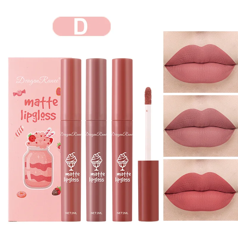 3PCS/Set Velvet Matte Nude Liquid Lipstic Long Lasting Waterproof Lipgloss Kits Moisturizing Lip Stain Tint Sexy Lip Makeup Sets - AliExpress 66 - Color : D Set - Image 5