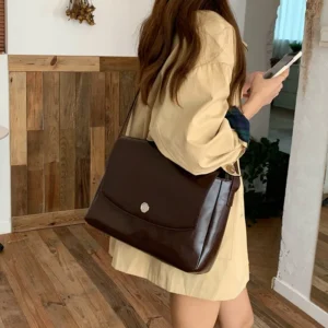 CGCBAG Vintage Lage Capacity Messenger Bag Women Simple Solid Luxury Designer Female Tote Bag High Quality PU Leather Handbags - AliExpress 1524 - Color : Coffee - Size : 34X8X24CM