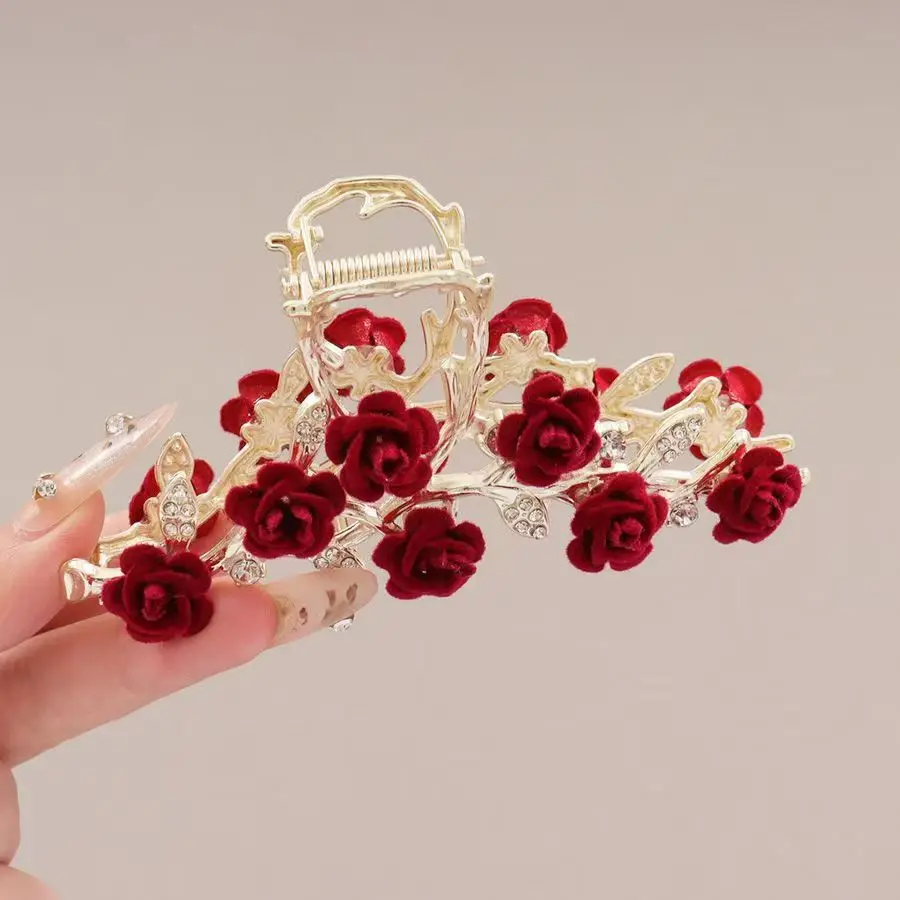 Rose Flower High-End Hairpin, New Rose French Style Elegant Back-Of-Head Clip, Metal Hair Accessory for Updos, Shark Clip - AliExpress 200000297 - Image 4